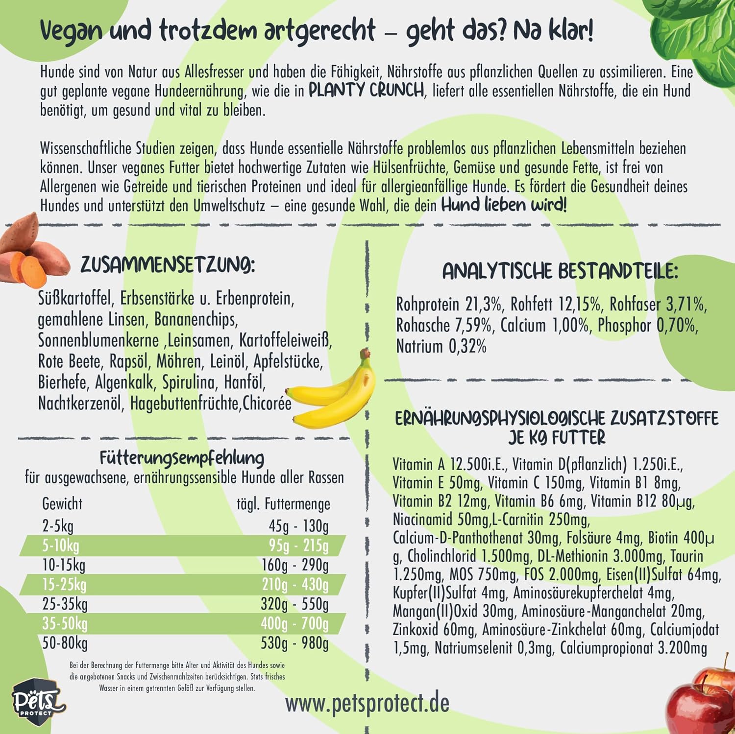 Planty Crunch Veganes Hundefutter getreide- & sojafrei fuer Allergiker