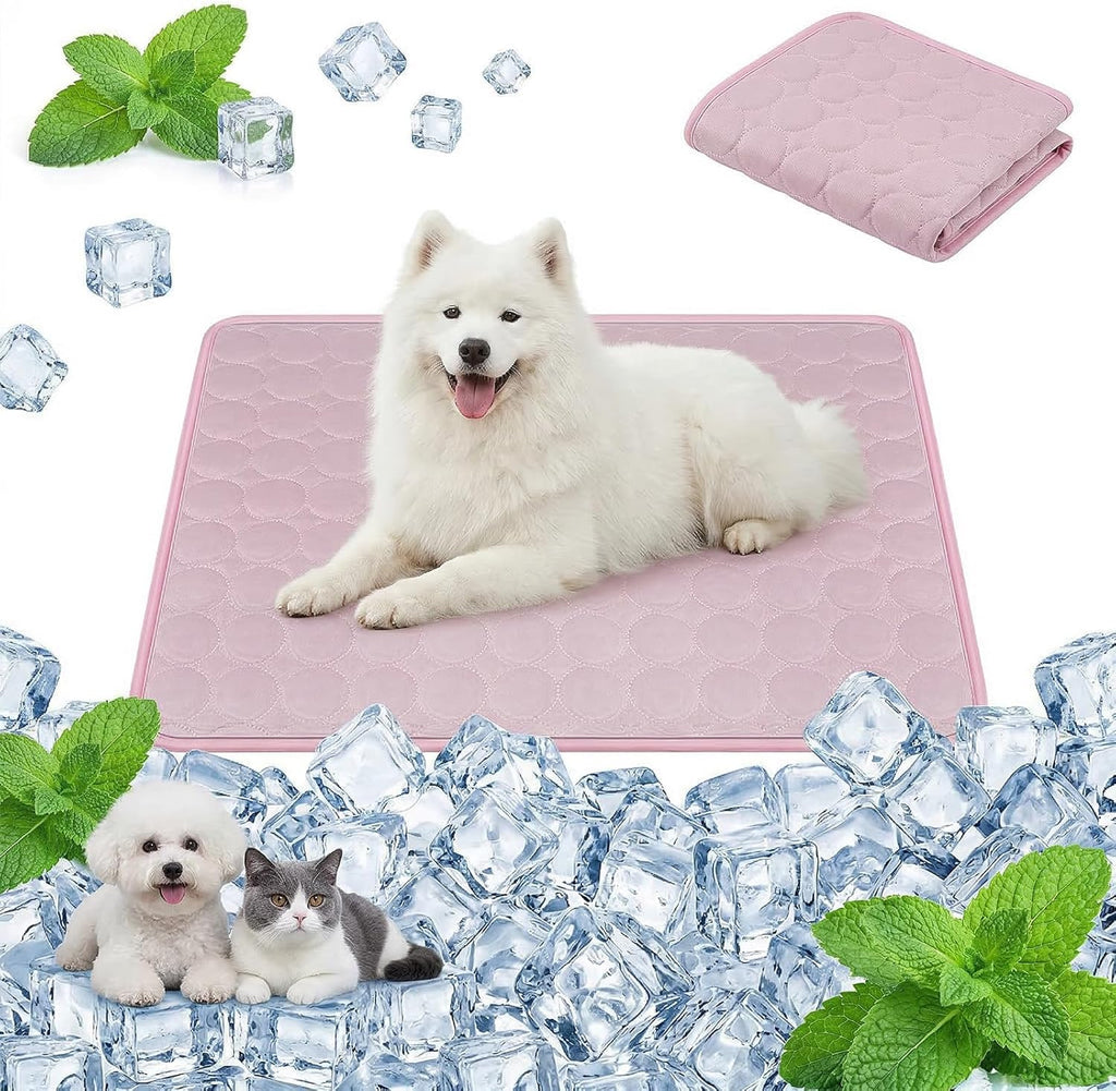 Qoosea Kuehlmatte fuer Hunde 50x40 cm grau, selbstkuehlend, faltbar, 4cm-100cm