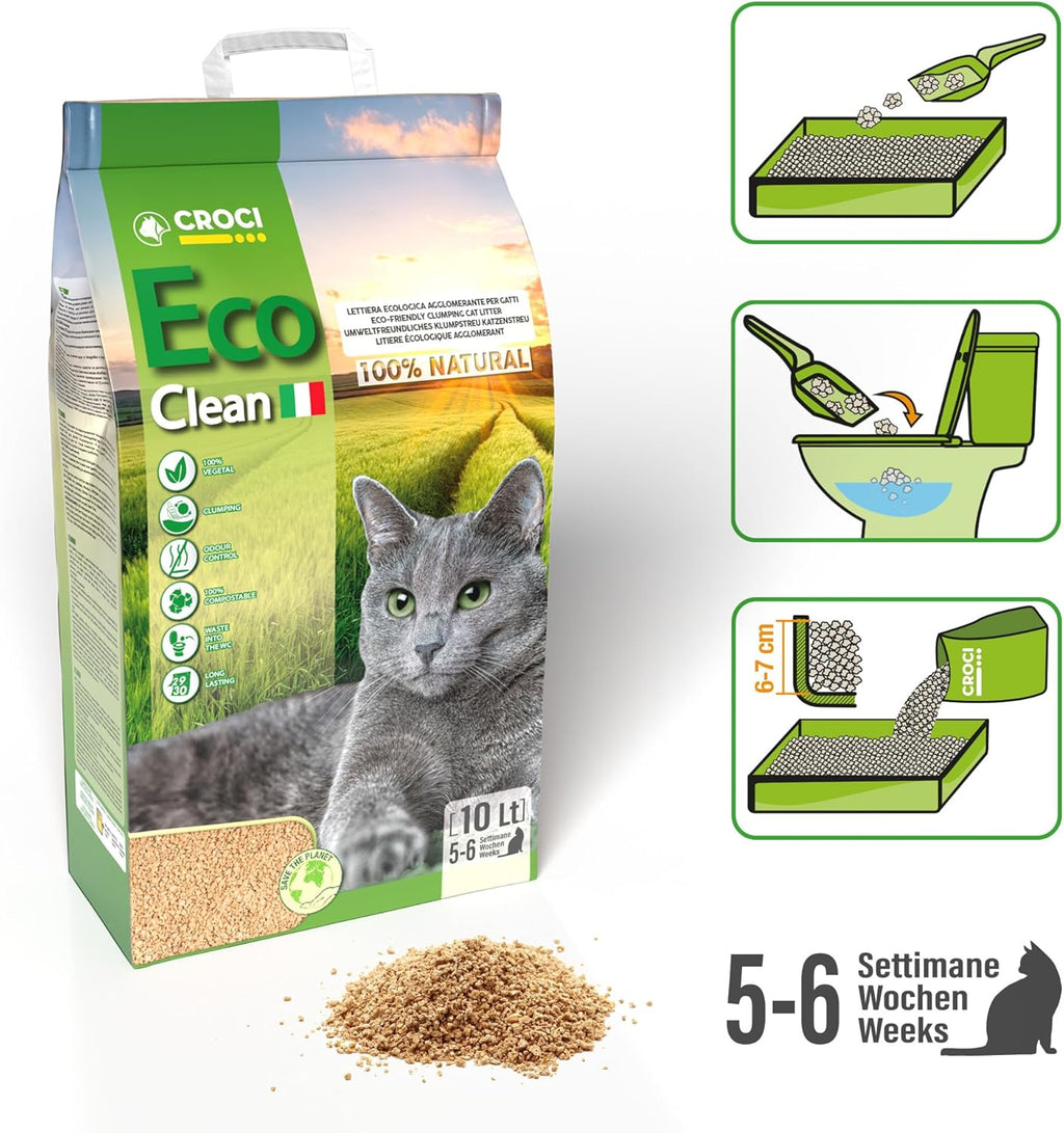 Katzenstreu Croci Eco Clean % pflanzlich klumpend spuelbar