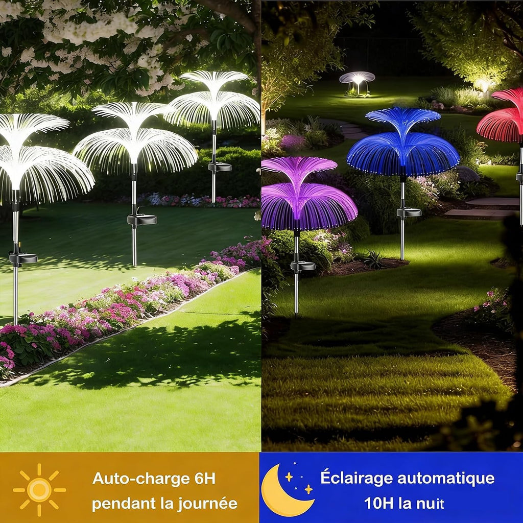 Hqynss Solar-Qualle 3er-Set mehrfarbig LED Solarlampen IP65 fuer Garten
