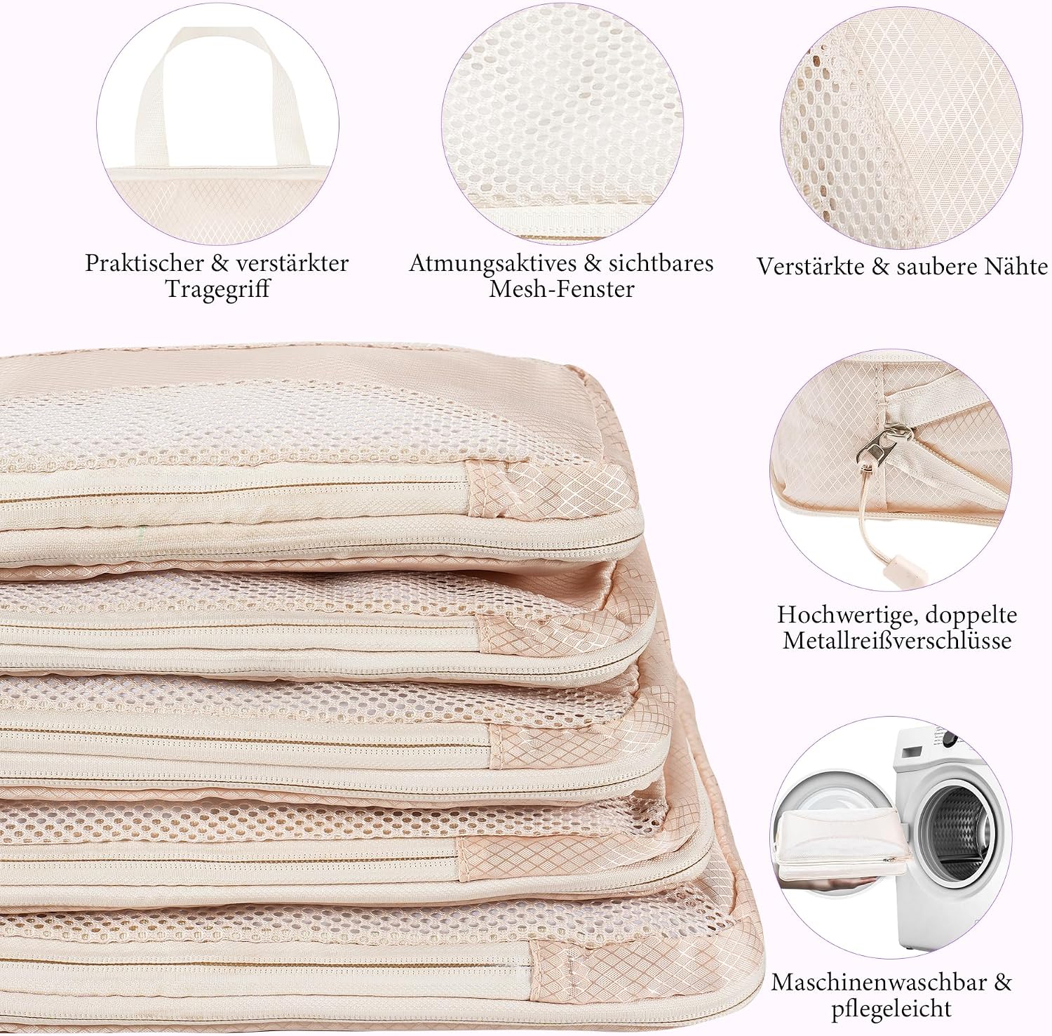 Koffer Organizer Set 8-teilig Kompressions Packing Cubes Reisegepaeck
