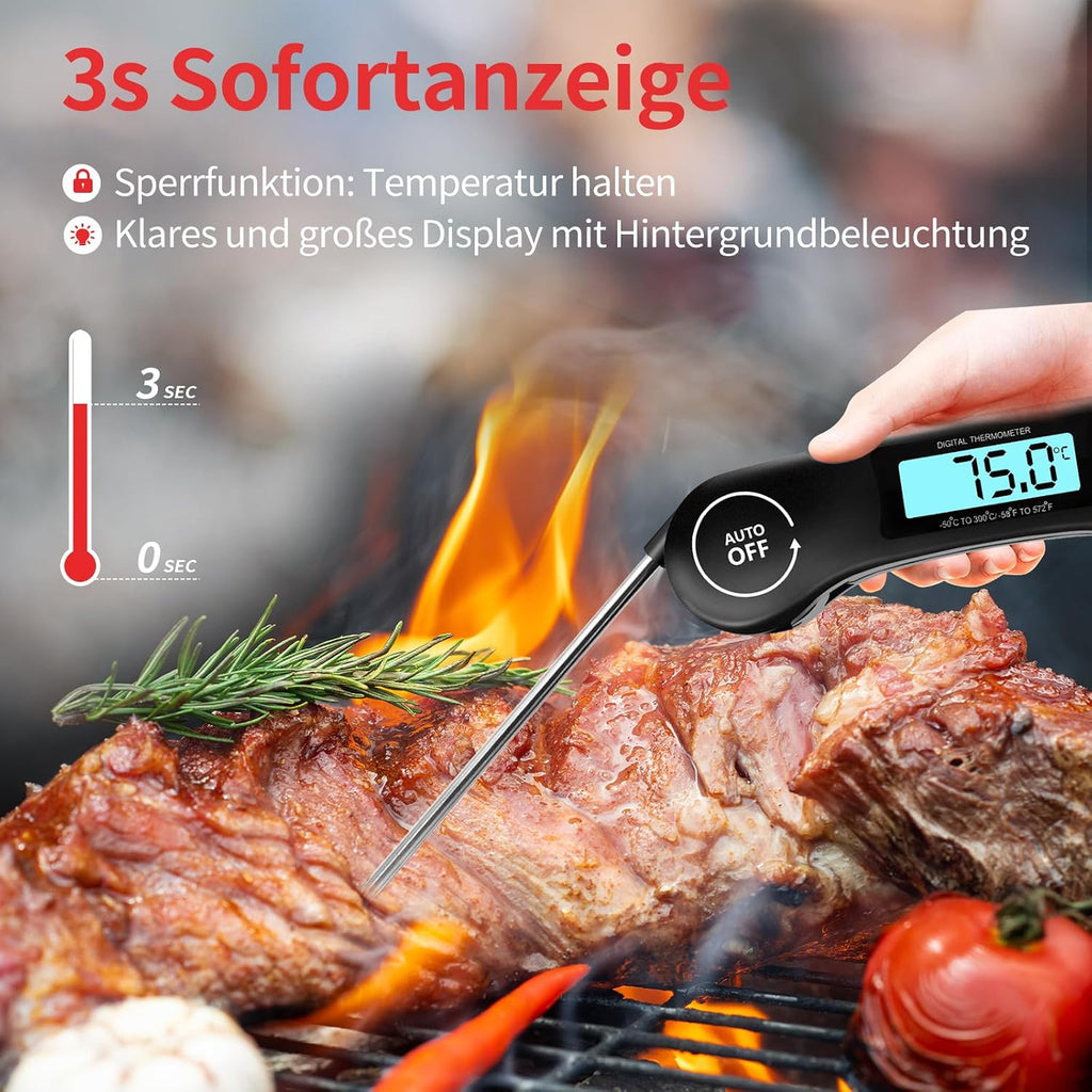 DOQAUS digitales Fleischthermometer mit langer Sonde LCD 3s Messung