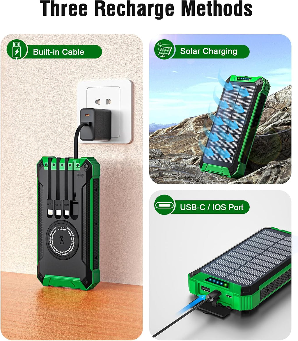 Solar Powerbank 26800 mAh 15W USB‑C Ein-/Ausgang Wireless Solarladegeraet mit Tas