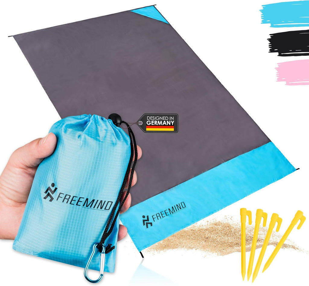 freemind Stranddecke 140x200 cm wasserabweisend sandfrei ultraleicht inkl. Herin