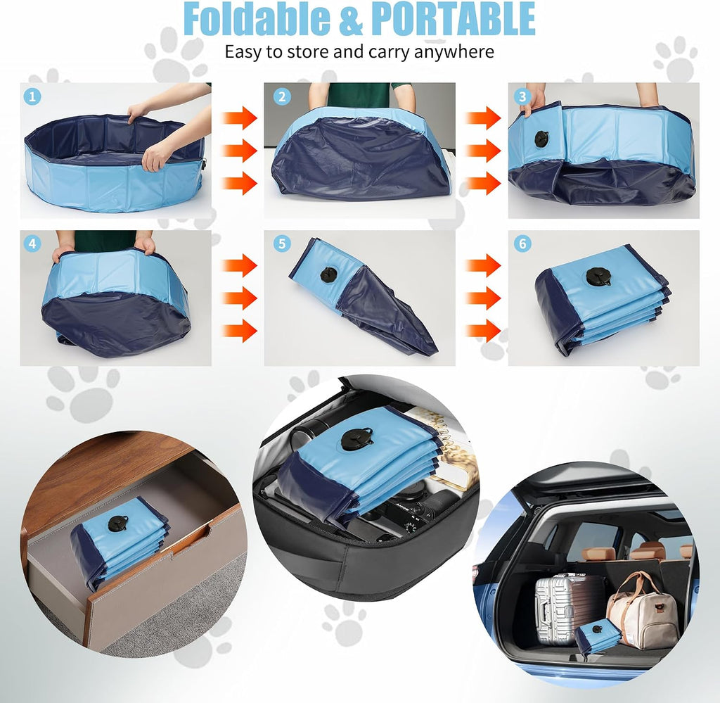 Faltbarer Hundepool 80x20 cm PVC rutschfest verschleissfest fuer Hunde Katzen