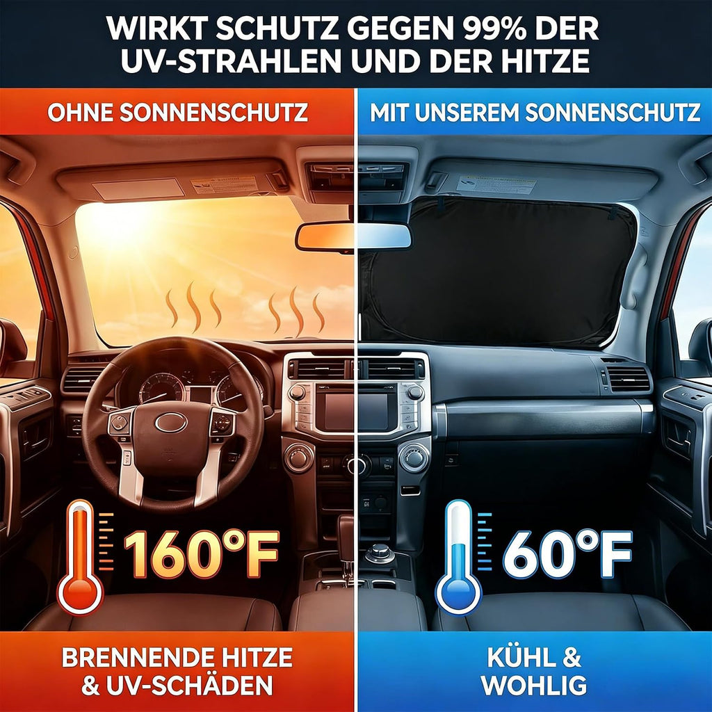 Sonnenschutz fuer Frontscheibe 163×82 cm Hitzeschutz Sonnenblende Windschutzschei