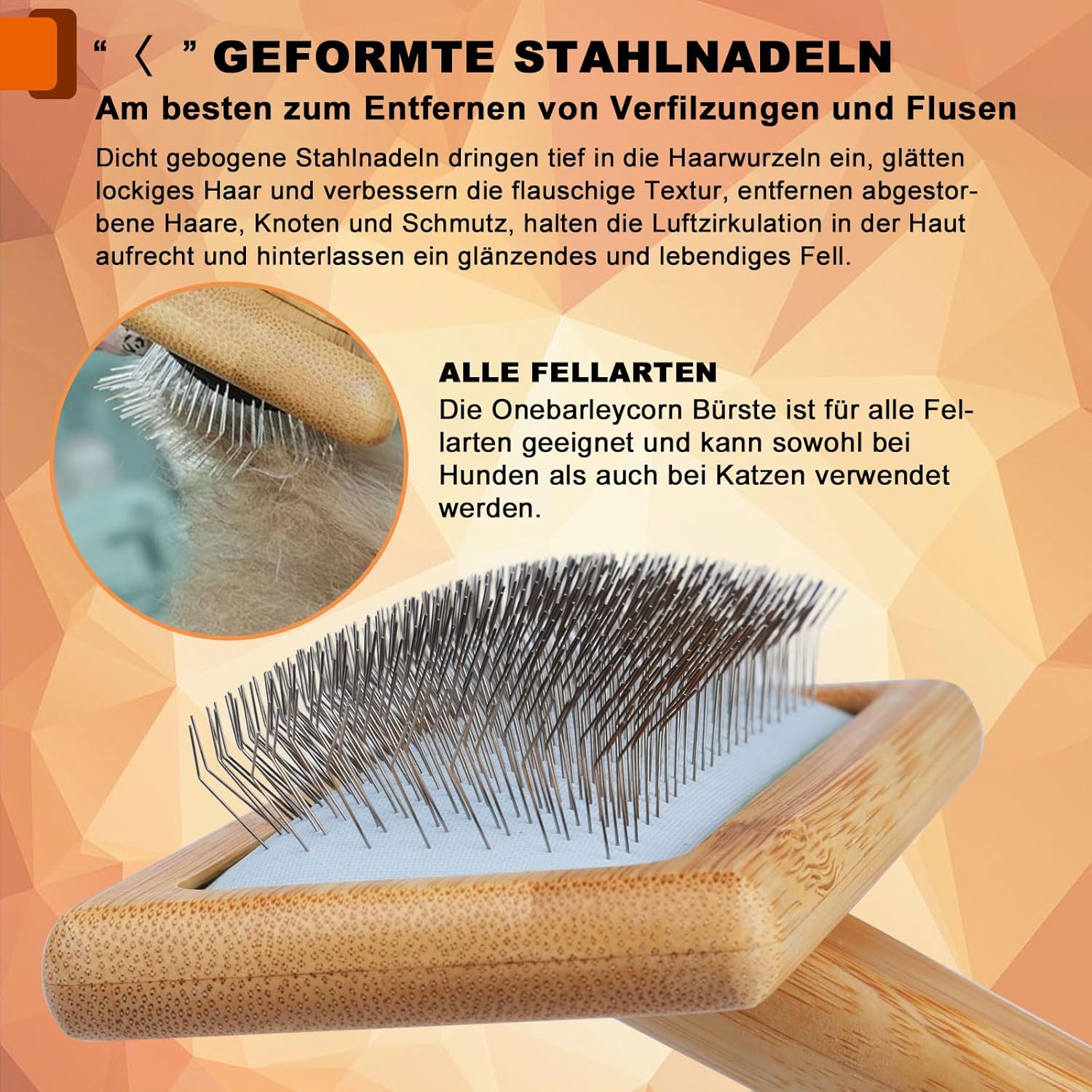 Hundebürste Katzenbürste Holz für Fellpflege Unterfell Langhaar Kurzhaar