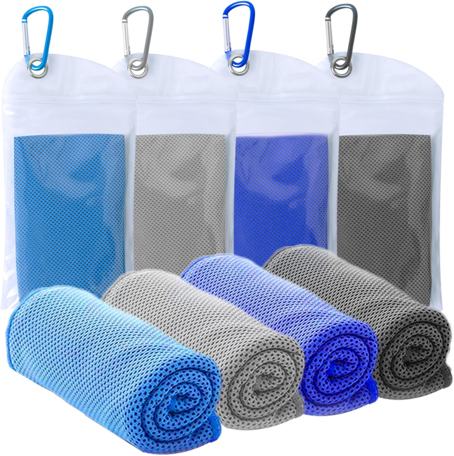 Kuehlendes Sporthandtuch 4er Set 40" x 12" Mikrofaser leicht atmungsaktiv