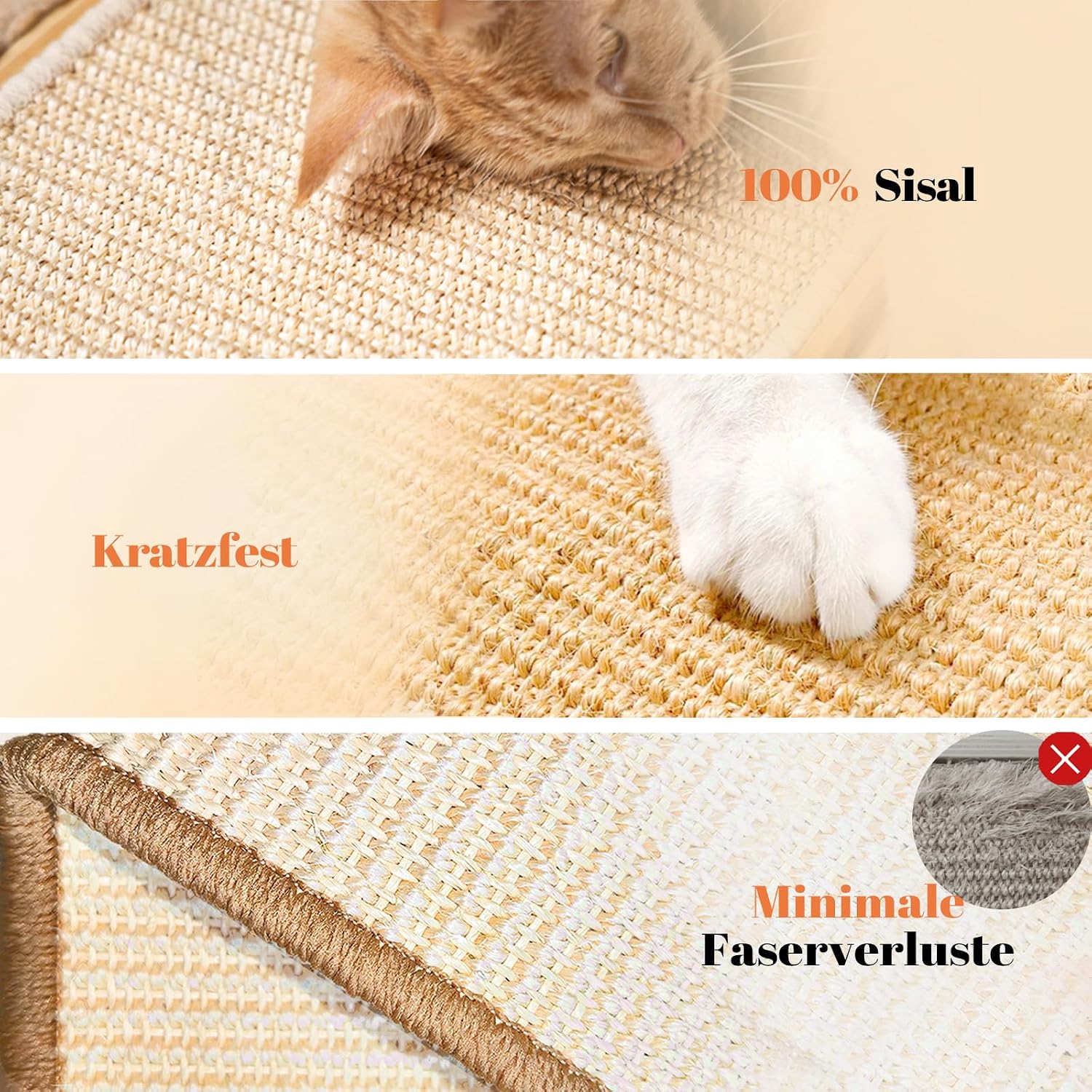 Katzen Kratzbrett Sisal 43x33cm Kratzmatte mit Spielzeug Catnip