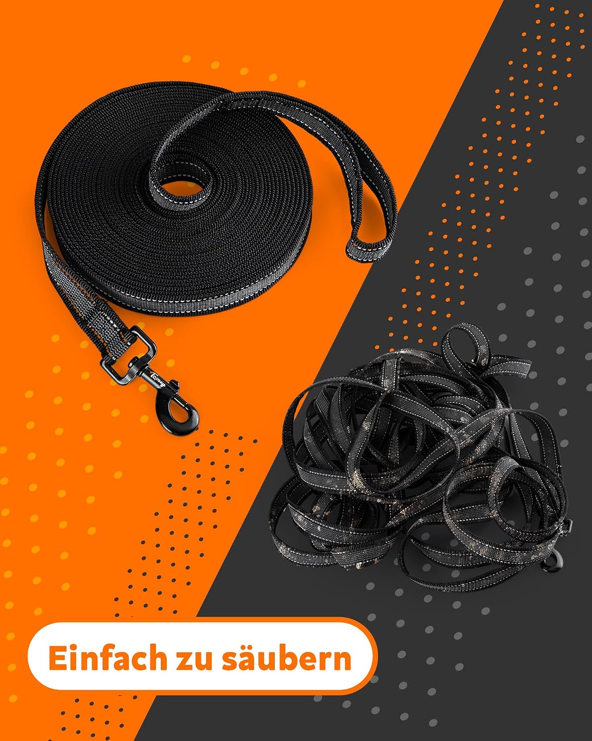 Toozey Hundeschleppleine wasserdicht 5m-20m Handschlaufe Karabiner Neon Gelb