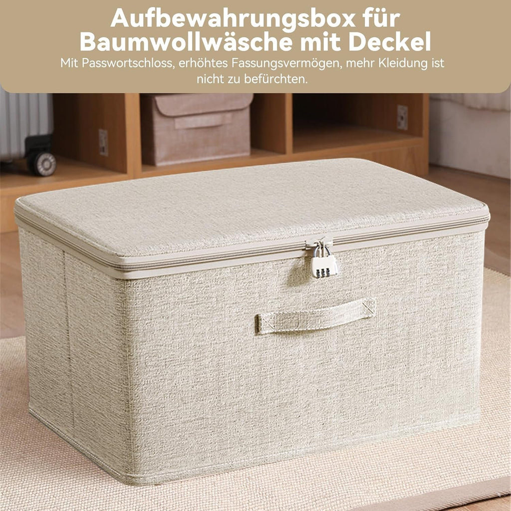 Aufbewahrungsbox faltbar Baumwolle Leinen abschließbar 30x20x14cm 14cm-26cm