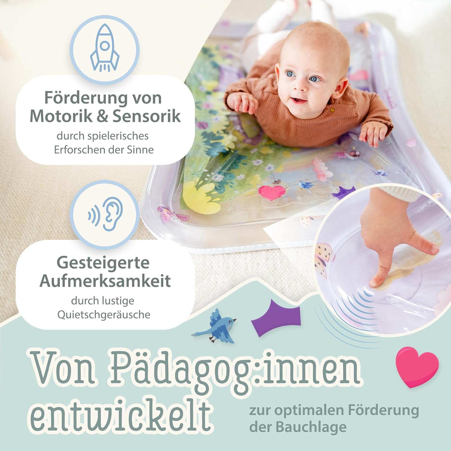Freudeskind TummyTime XXL Wassermatte Baby Wasserspielmatte BPA-frei phthalatfre