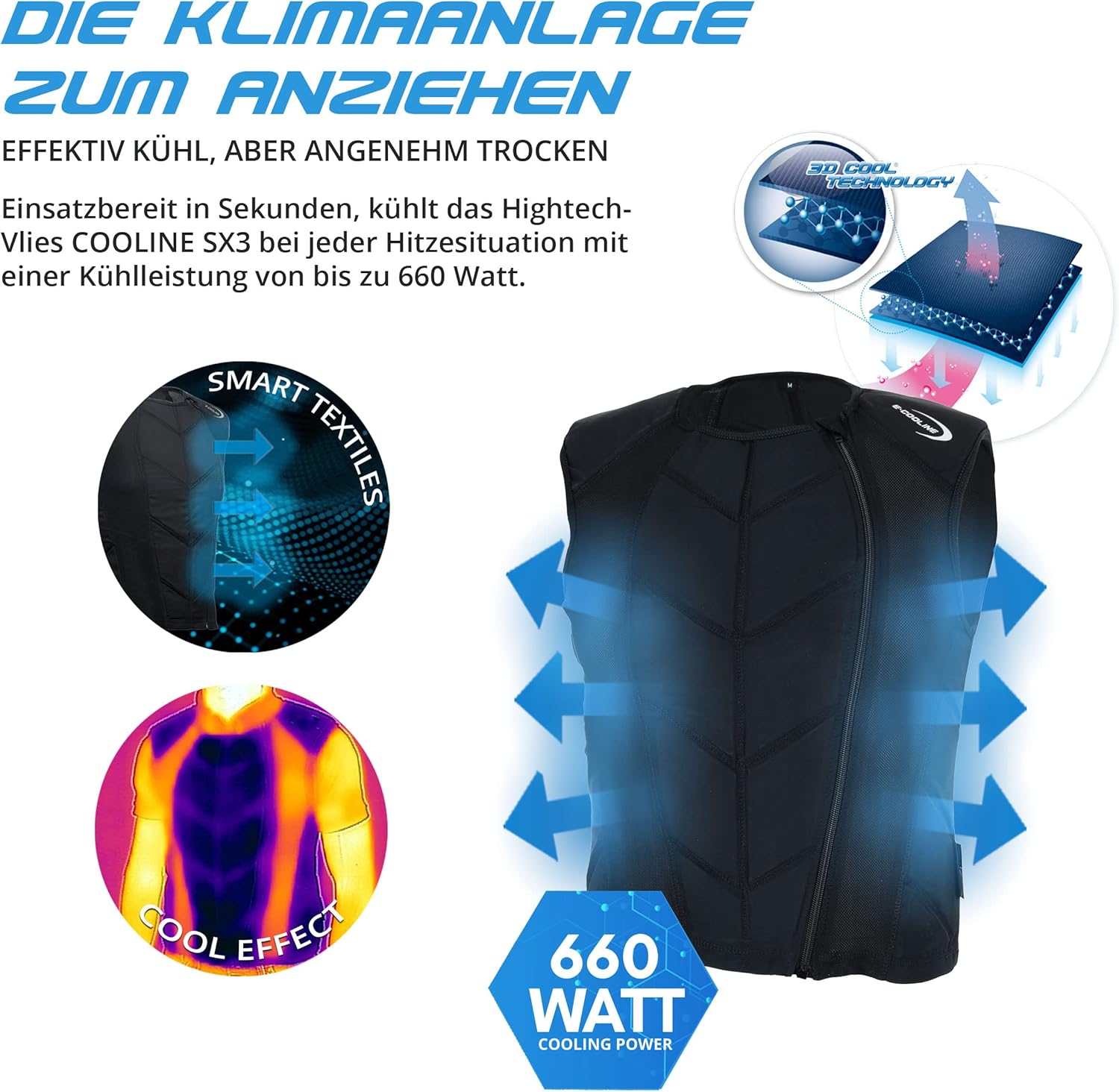 E.COOLINE Powercool SX3 Race Kuehlweste Gr. XXS-4XL Koerperkuehlung XXS-4XL