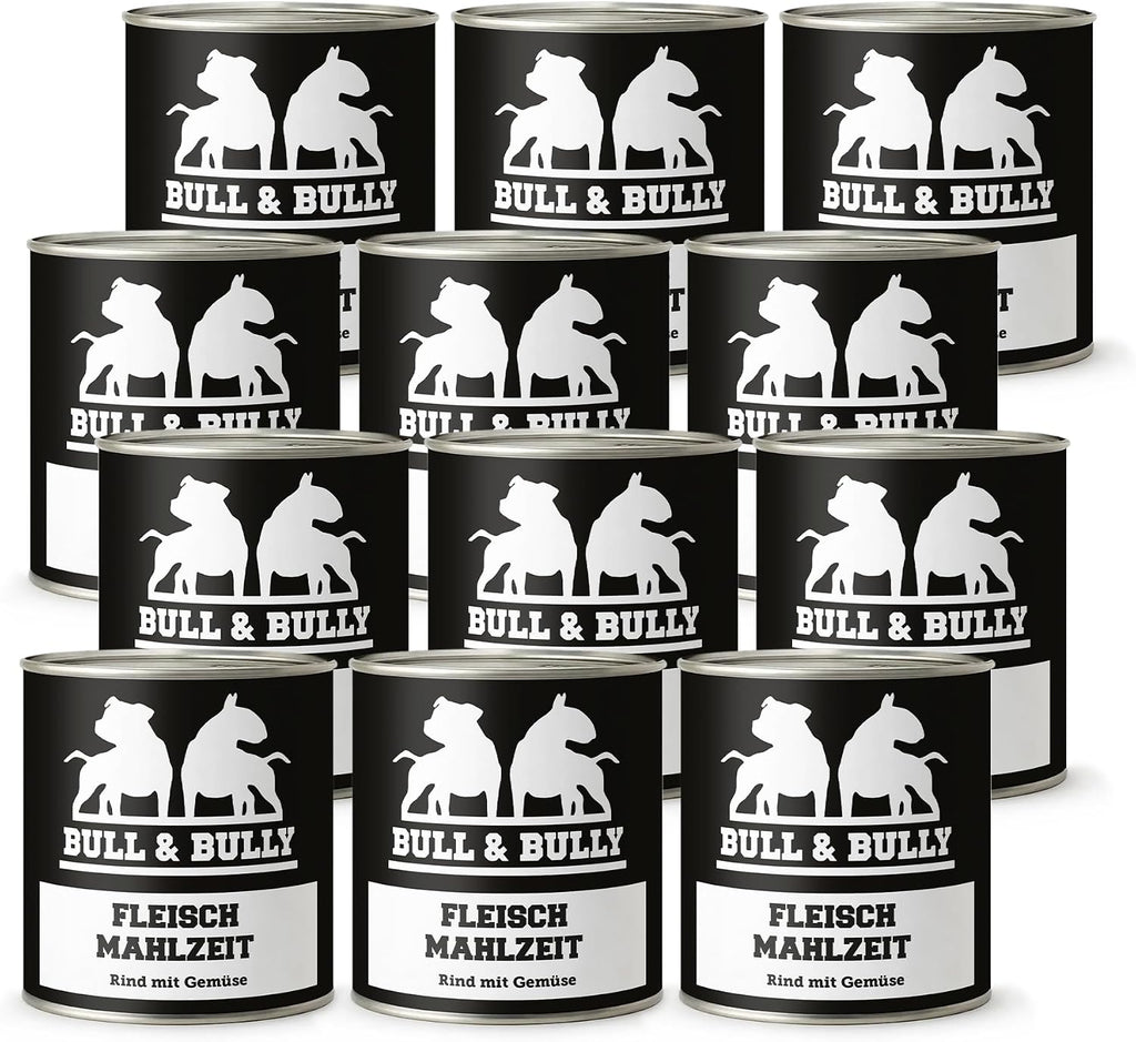 BULL & BULLY Nassfutter Rind mit Gemüse 91% Fleisch für aktive Hunde