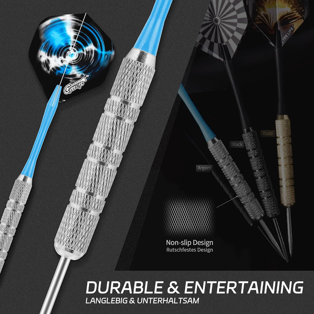 Cyeelife Steeldarts Set 18 g Metallspitze Profi Dartpfeile Anfaenger