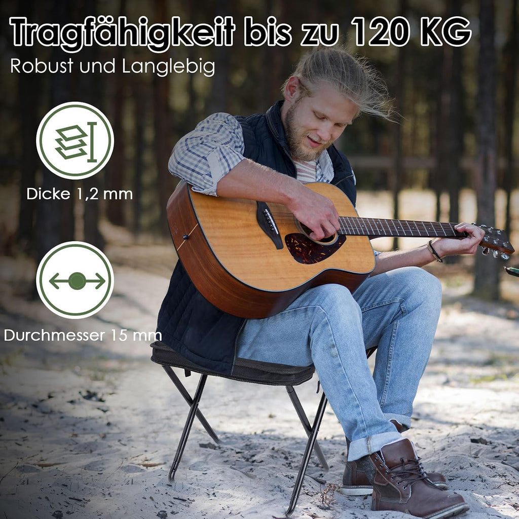 MOONCY Klapphocker faltbar 33×26,5×32 cm - leichter Camping‑ und Angelhocker bis
