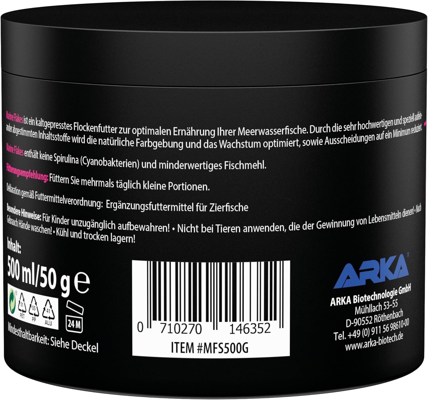ARKA Marine Flakes Flockenfutter Meerwasserfische 50 g fuer Farben & Wachs