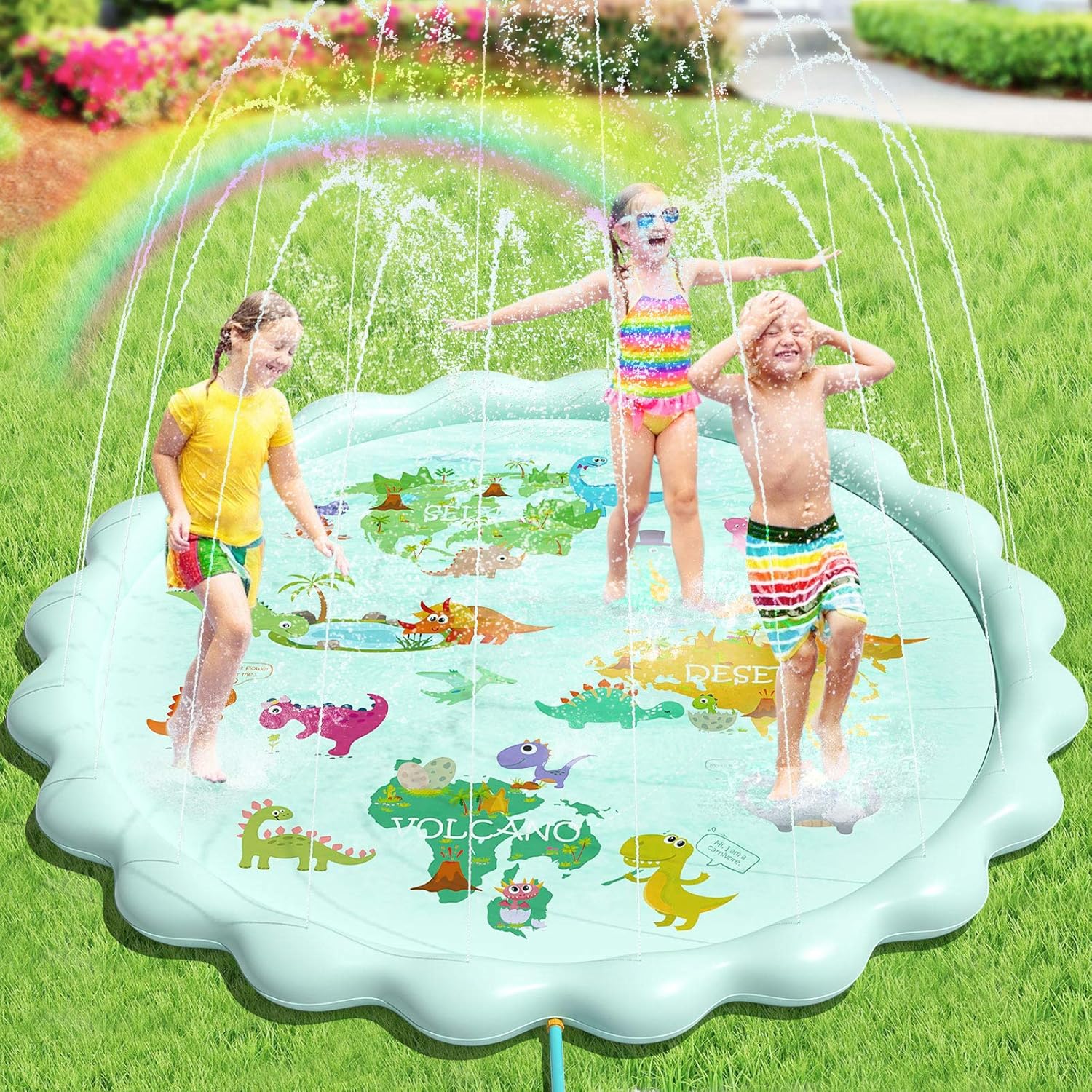 Peradix Wasserspielmatte 200 cm Sprinkler Splash Pad verstellbar rutschfest