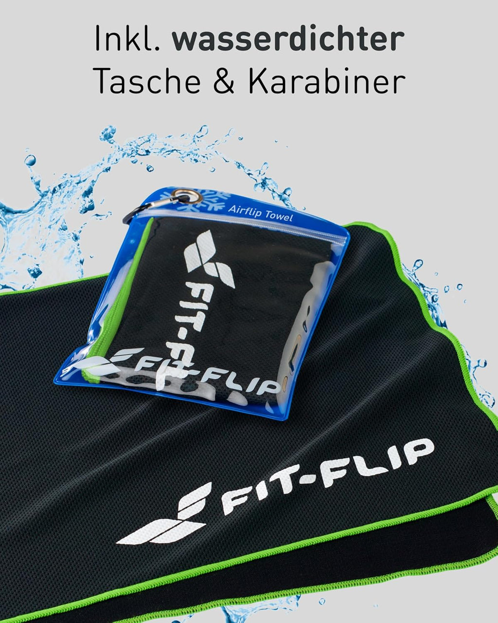 Fit-Flip Kuehlhandtuch 3er-Set Mikrofasern Sport Fitness Nacken kuehlt