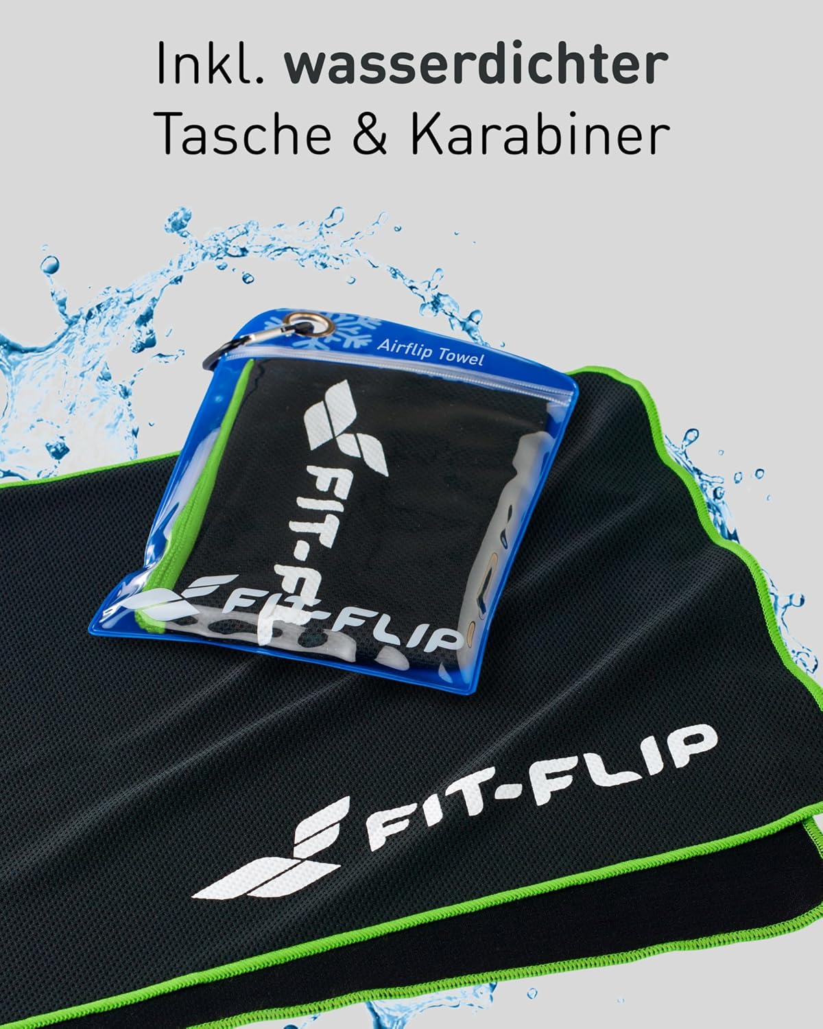 Fit-Flip Kuehlhandtuch 3er-Set Mikrofasern Sport Fitness Nacken kuehlt