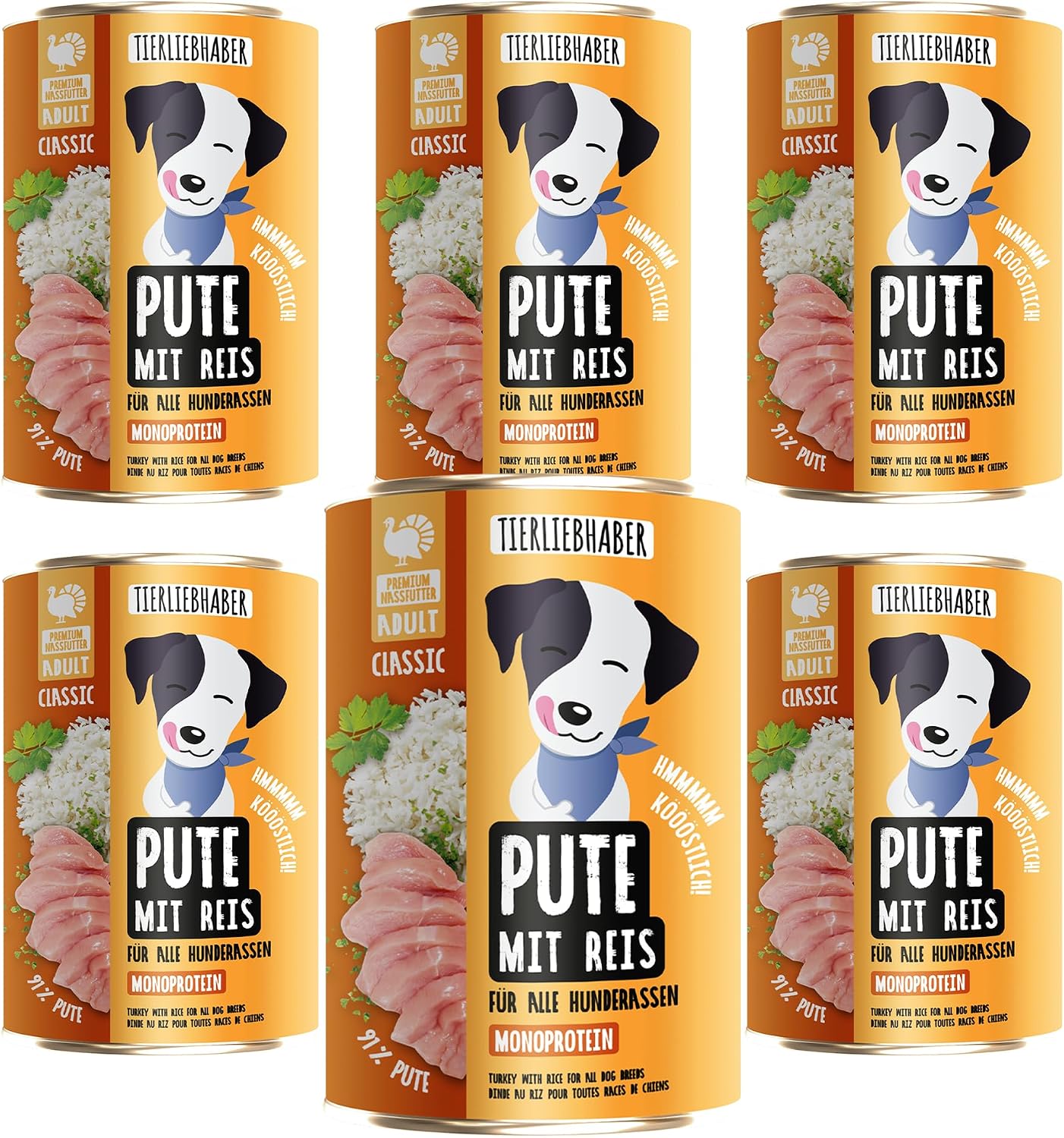Tierliebhaber Hundefutter Nass Dose Pute mit Reis 91% Fleisch