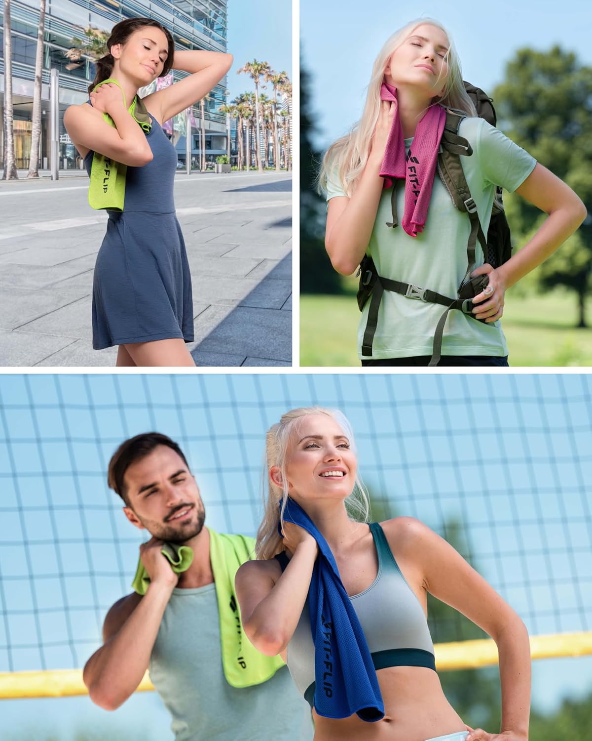Fit-Flip Kuehlhandtuch 3er-Set Mikrofasern Sport Fitness Nacken kuehlt