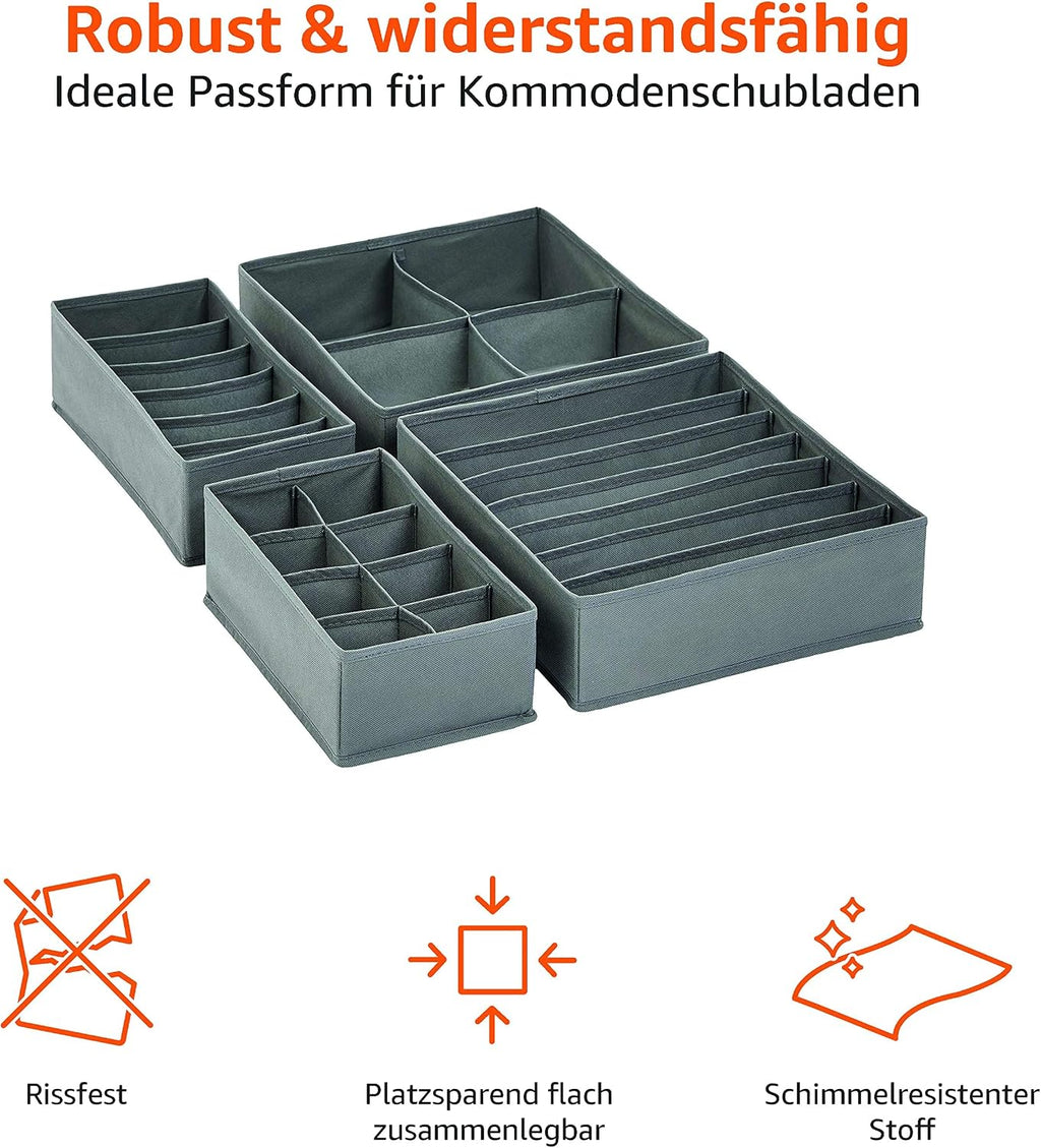 Basics Schubladen Organizer 6‑teilig faltbares Ordnungssystem fuer Kleidung