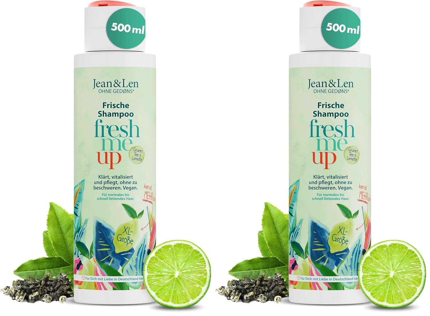 Jean & Len Shampoo Gruener Tee Limette vegan ohne Silikone