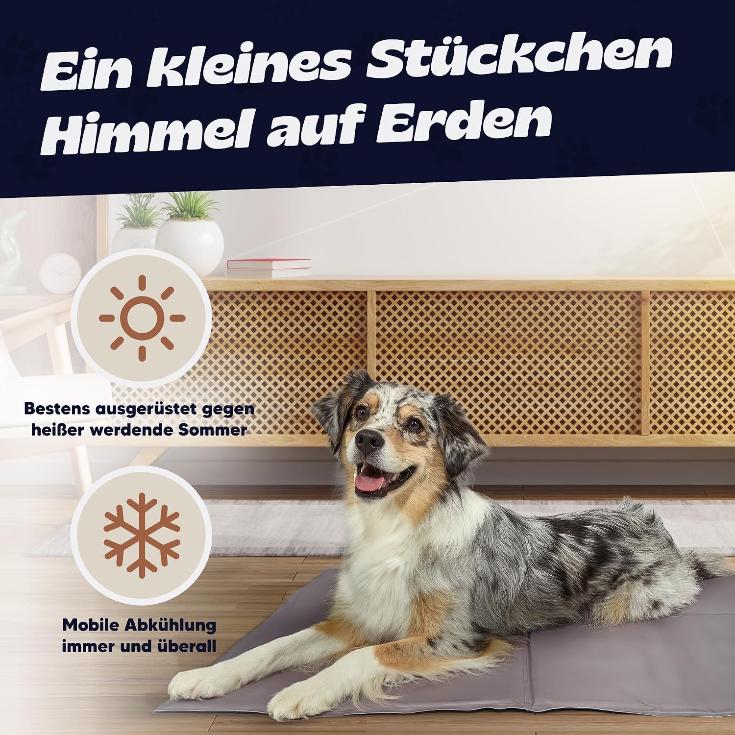 NALA Kuehlmatte fuer Hunde 65cm-81cm selbstkuehlend fuer Zuhause Auto Unterwegs