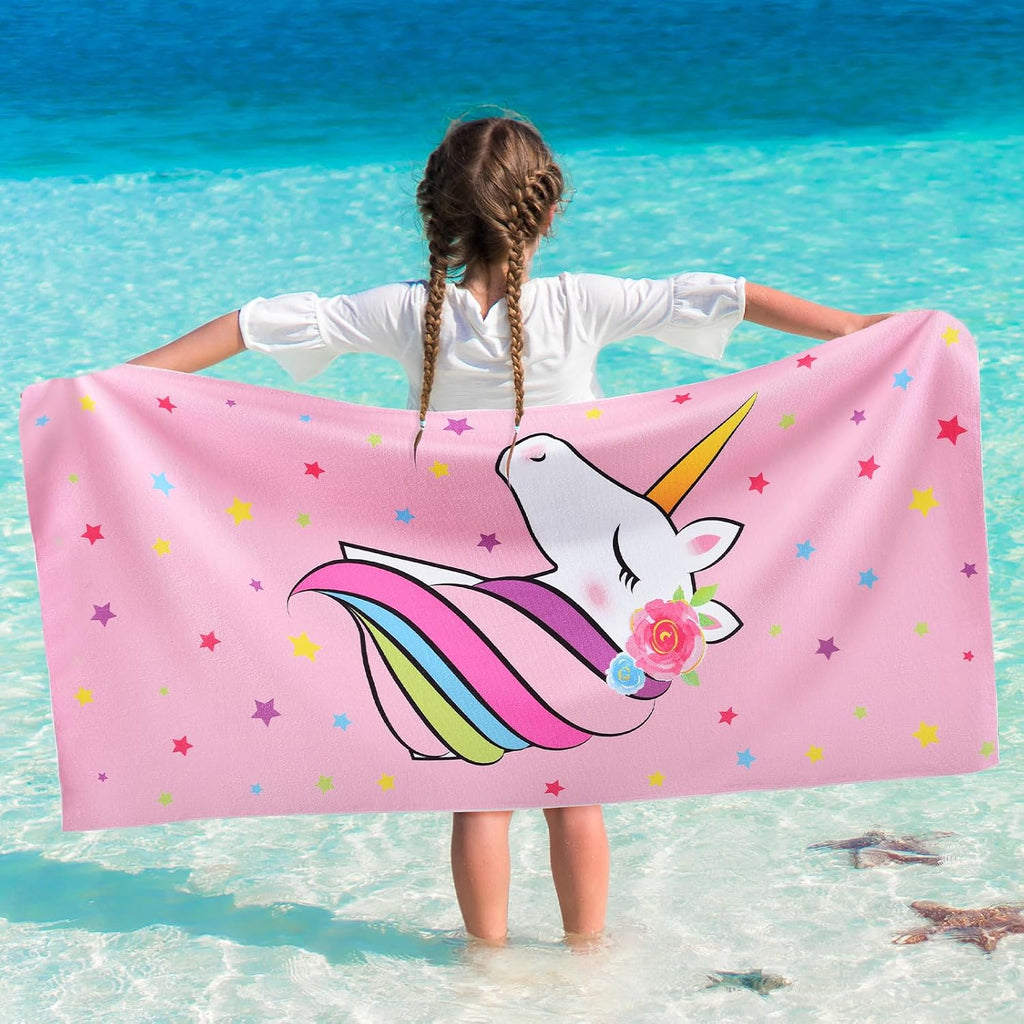 WERNNSAI Kinder Strandtuch 76x150 cm Mikrofaser sandfrei, saugfaehig
