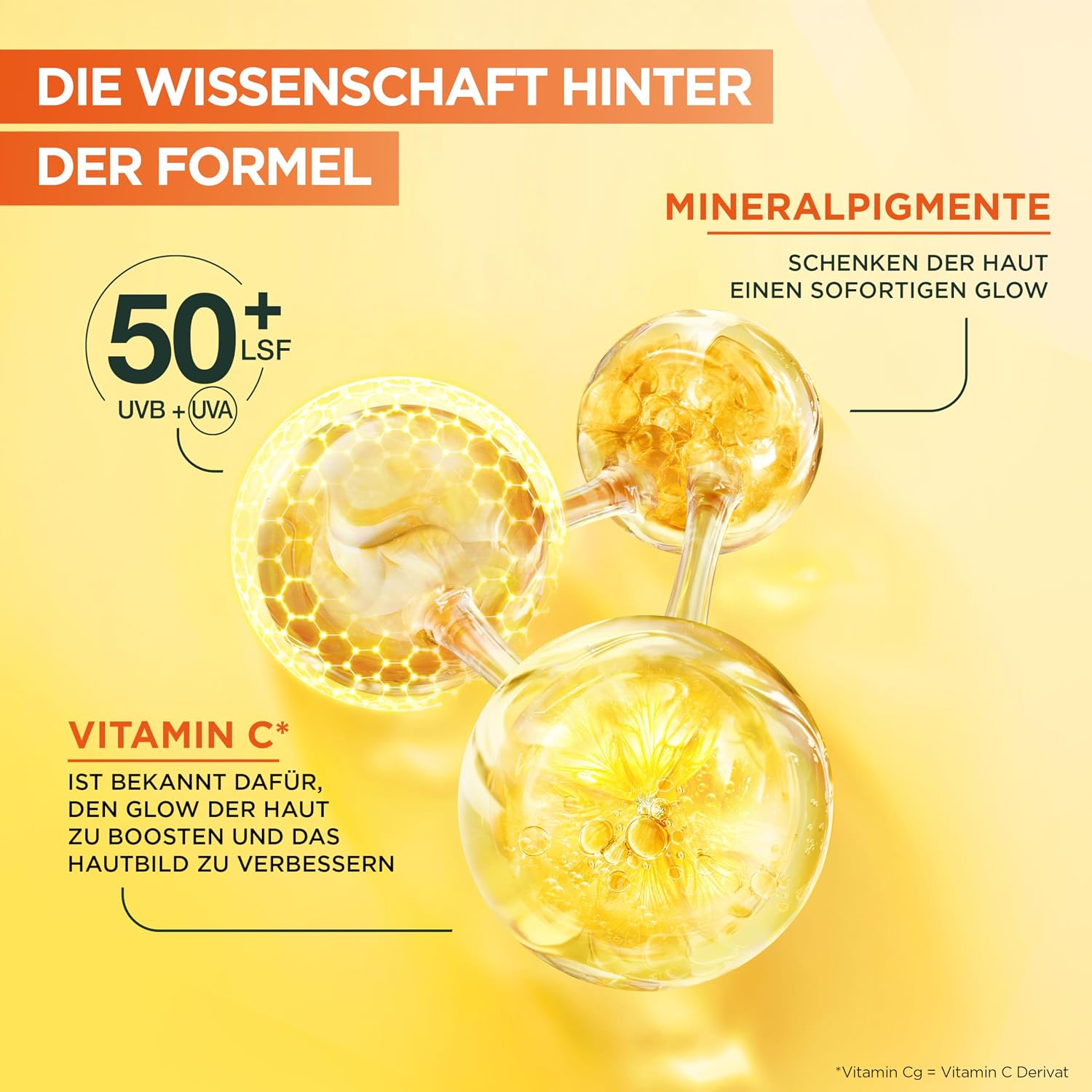 Garnier Vitamin C Sonnenfluid LSF 50+ Gesicht Hals 40 ml Vegan Daily UV Glow