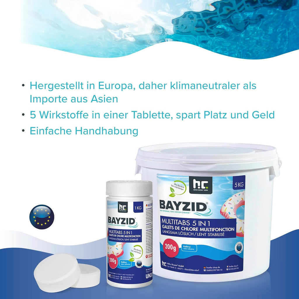 BAYZID Chlor Multitabs 5in1 Chlortabletten Poolpflege