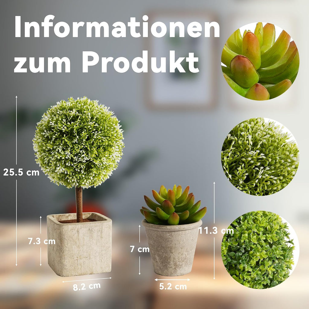 YVONNEYI 4er Set kuenstliche Sukkulenten 25,5/14,6 cm Dekopflanzen Innen