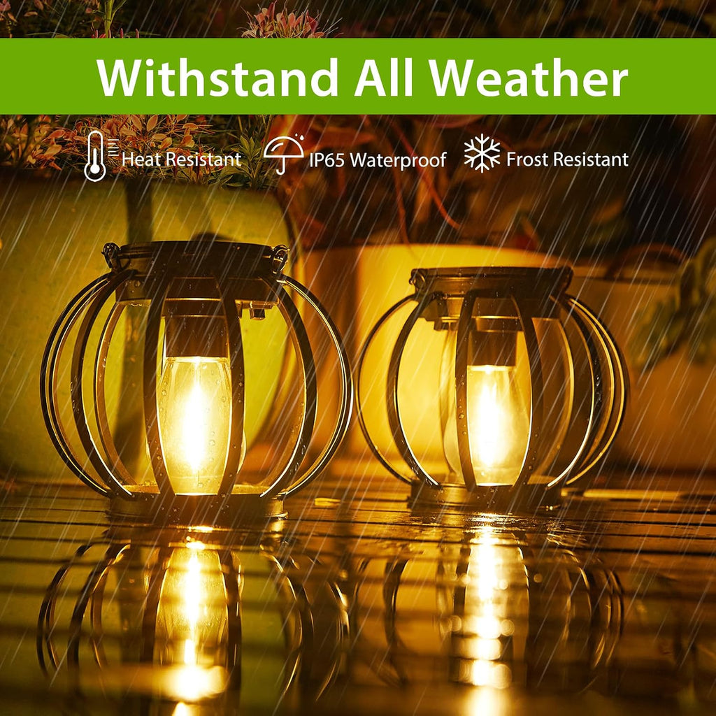 BUCASA Solar Haengelampen Aussen 2er Set LED IP65 Metall Garten Terrasse Balkon