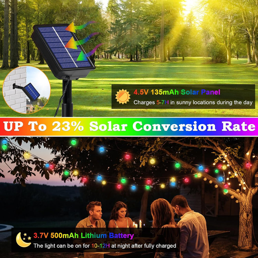 Solar Lichterkette 60 LED Warmweiss 3m+10,2m IP65 8 Modi fuer Garten Balkon