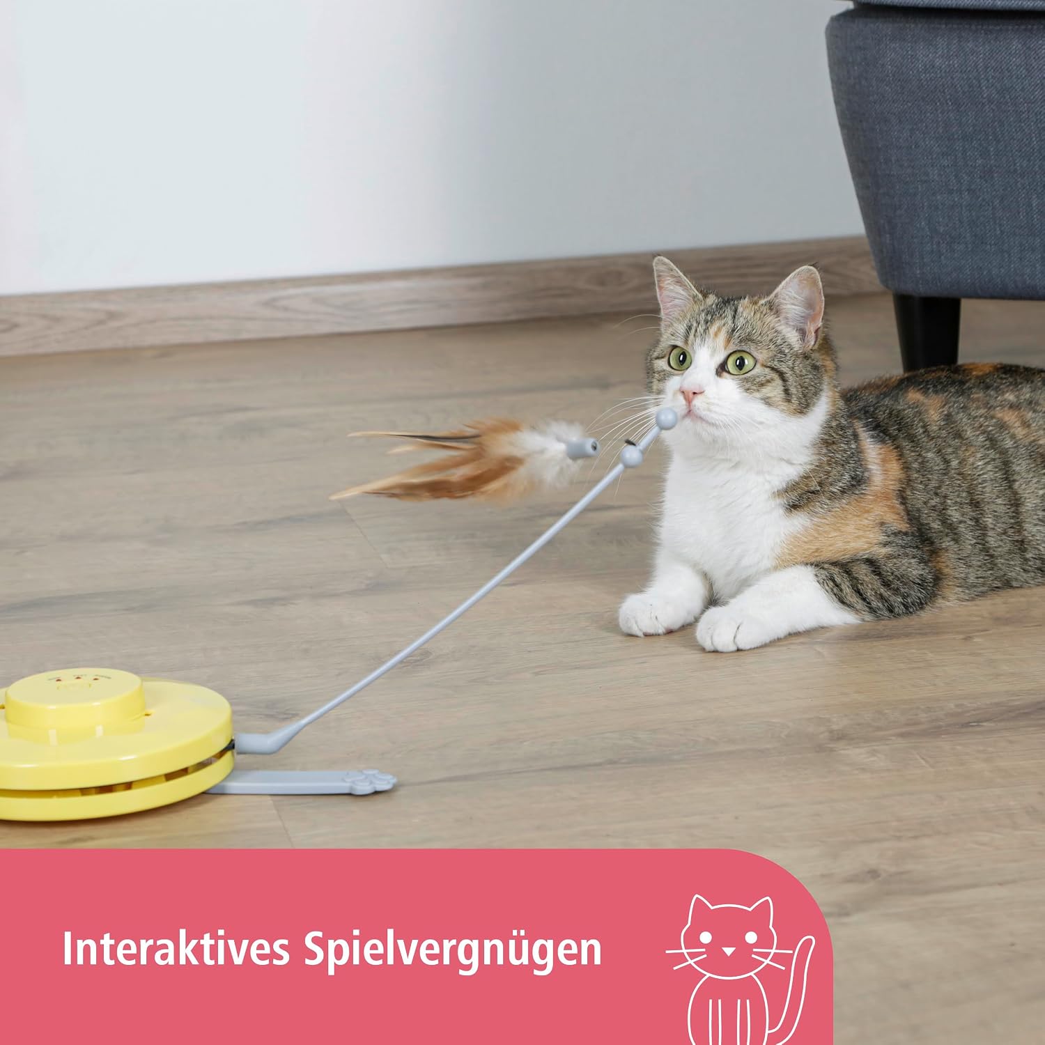 Kerbl Pet Katzenspielzeug 2in1 Catch Tailfeather Federwedel automatisch