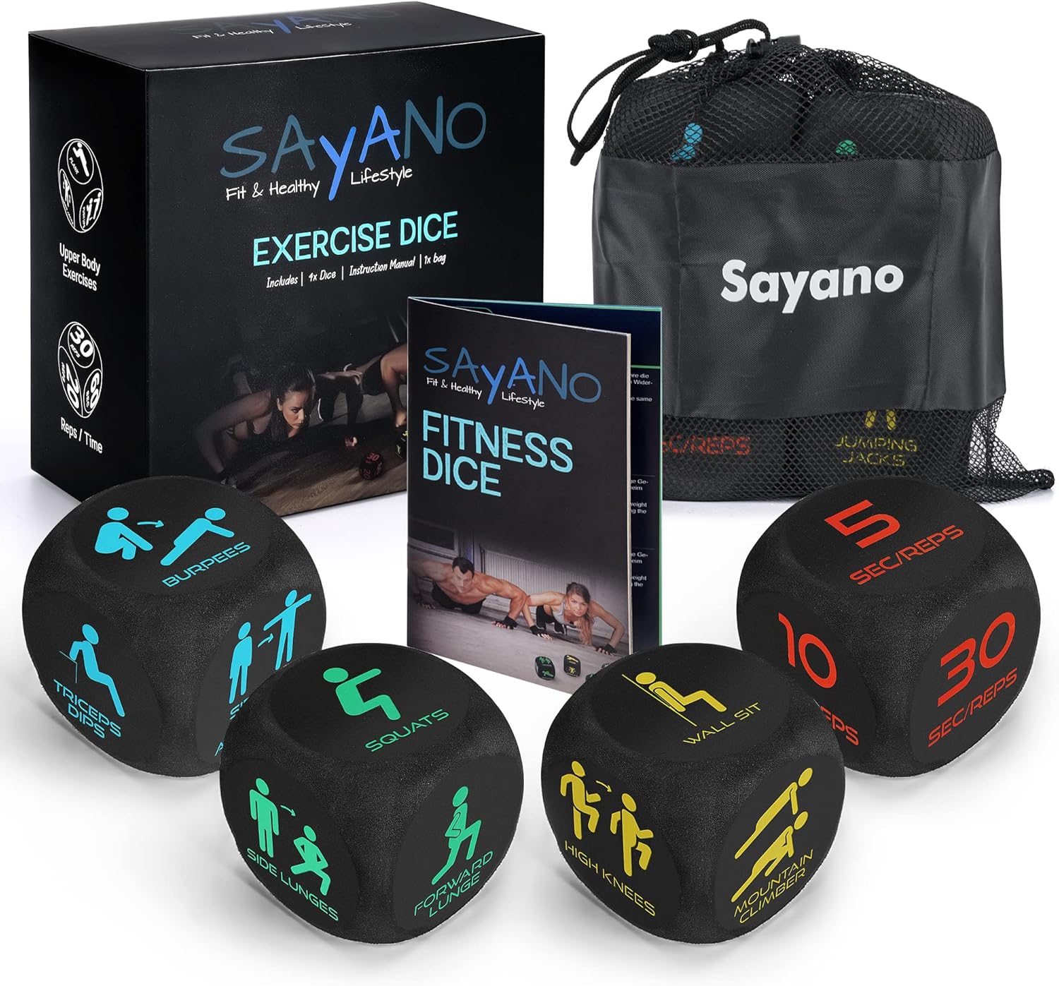 Fitnesswuerfel Set 4 Stueck fuer Home und Outdoor Training mit Tasche und Anleitung