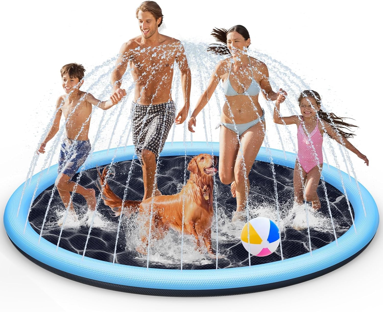 Splash Pad Kinder Wassersprinkler 200 cm mit Antirutschfunktion blau