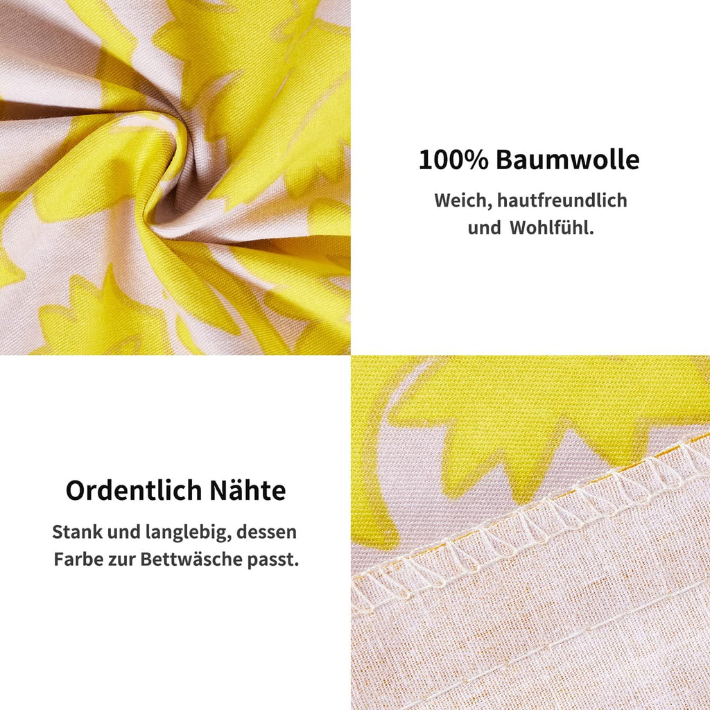 HENGWEI Bettwaesche 135x200 Baumwolle 2-teilig lila Blumen Streifen OeKO-TEX