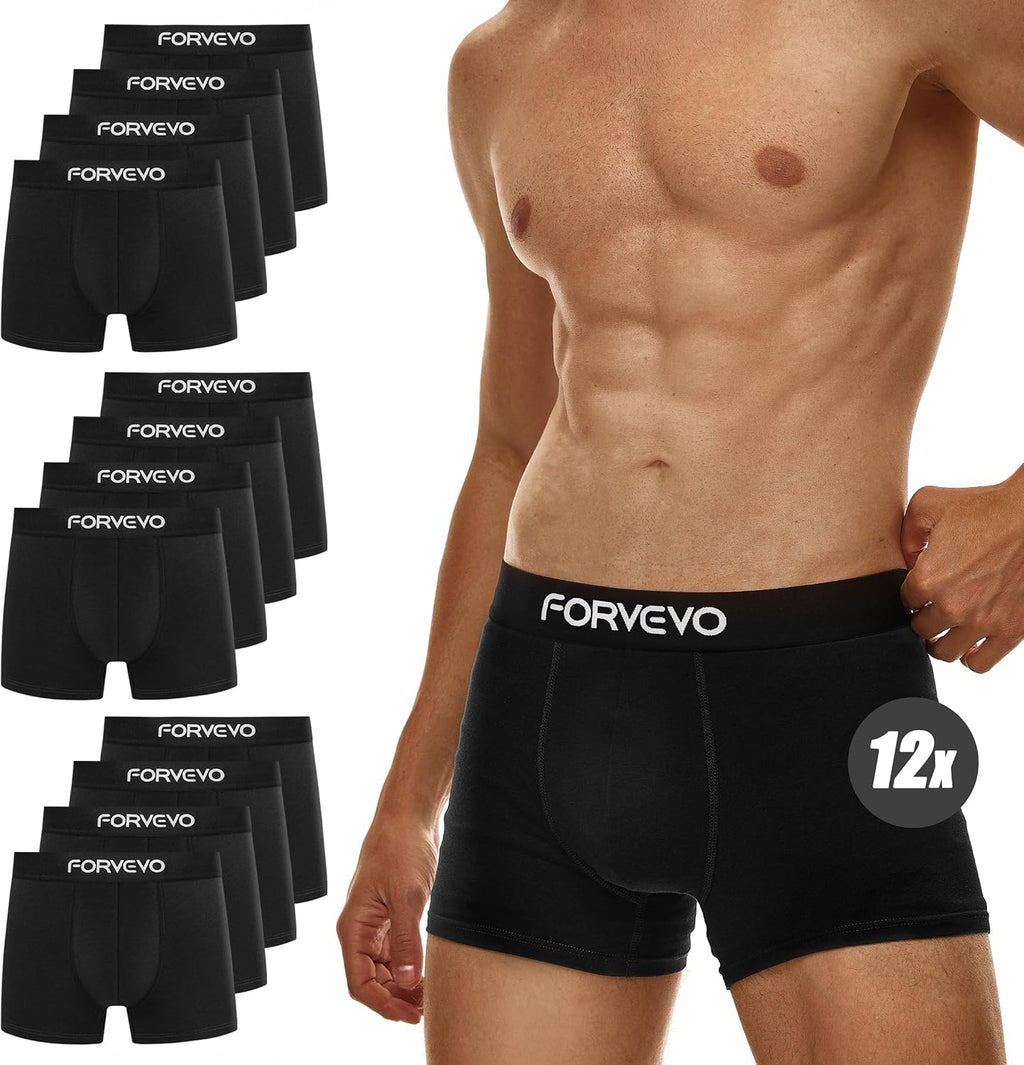 FORVEVO Boxershorts Herren 12er Pack Baumwolle atmungsaktiv S-4XL