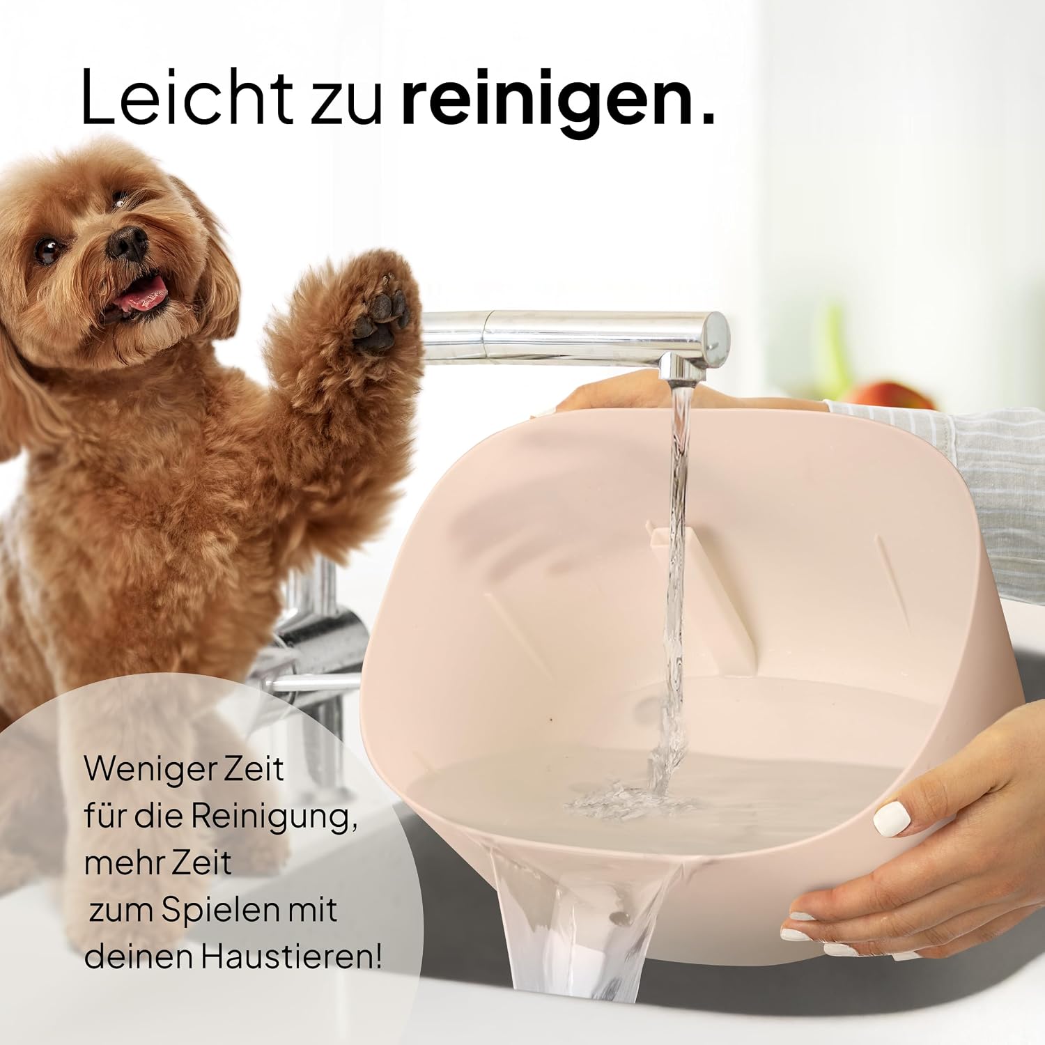 Pretty Paw Trinkbrunnen fuer Hunde leise BPA-frei mit Filter & LED