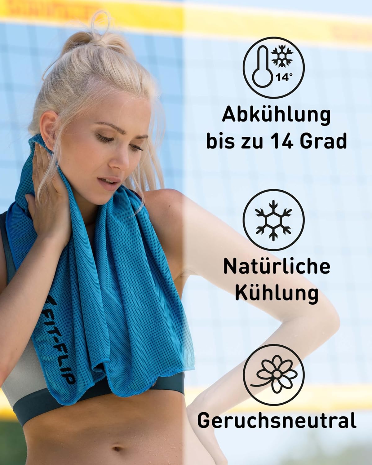 Fit-Flip Kuehlhandtuch 3er Set Mikrofaser Nackenkuehlung Sport
