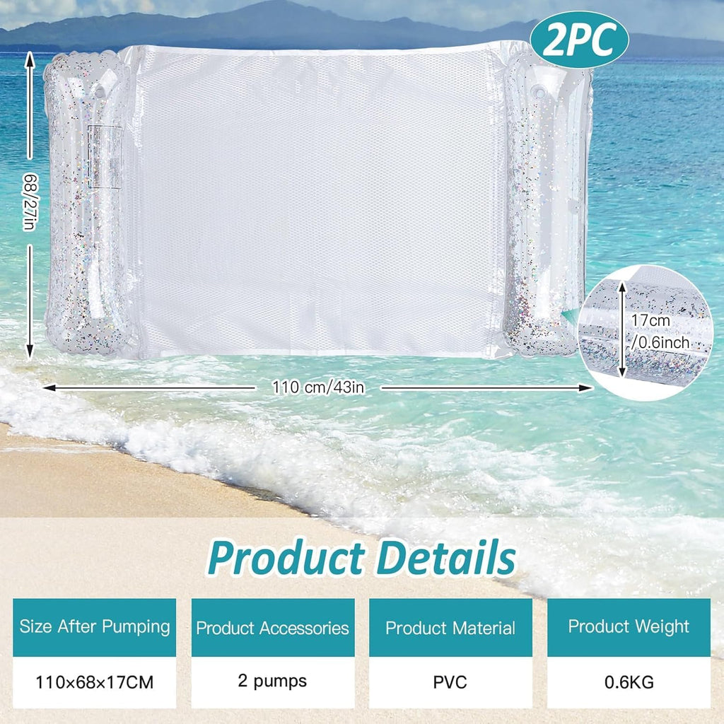 CYFIE Wasserhaengematte 4in1 aufblasbar mit Netz und Luftpumpe, 2er Set