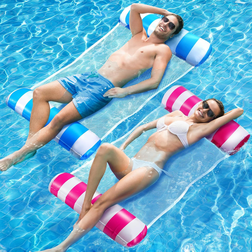 Dusor aufblasbare XL Pool-Luftmatratze Haengematte 2er Set fuer Erwachsene & Kinde