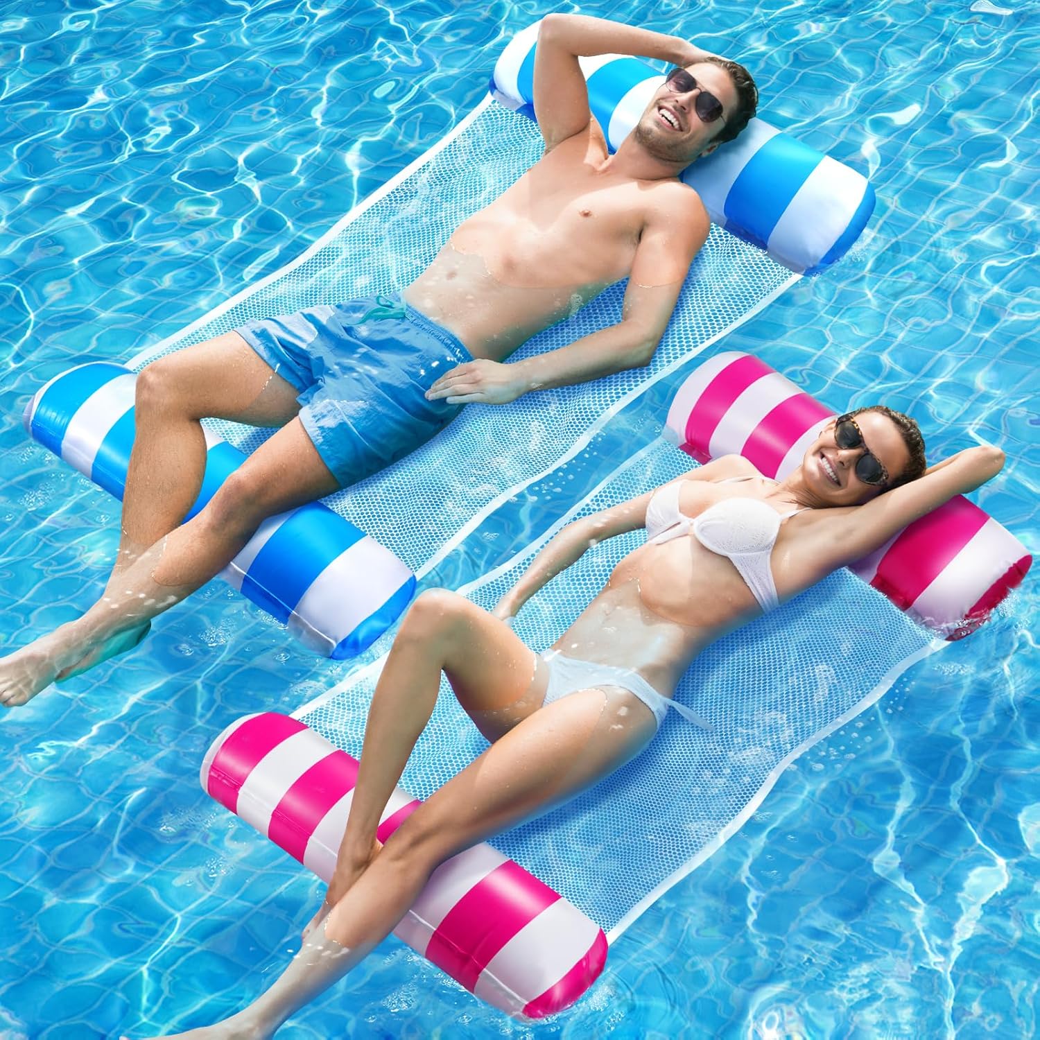 Dusor aufblasbare XL Pool-Luftmatratze Haengematte 2er Set fuer Erwachsene & Kinde