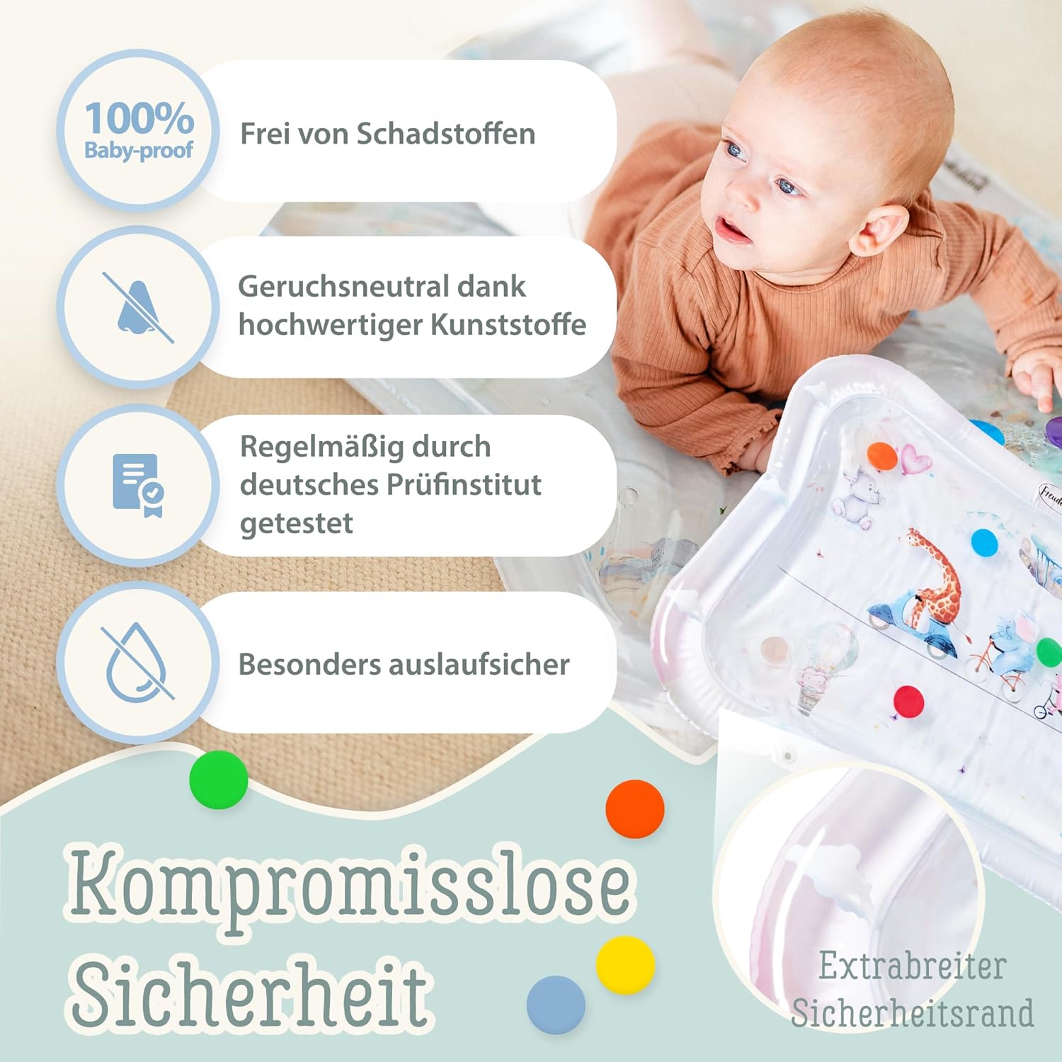 Freudeskind TummyTime XXL Wassermatte Baby Wasserspielmatte BPA-frei phthalatfre