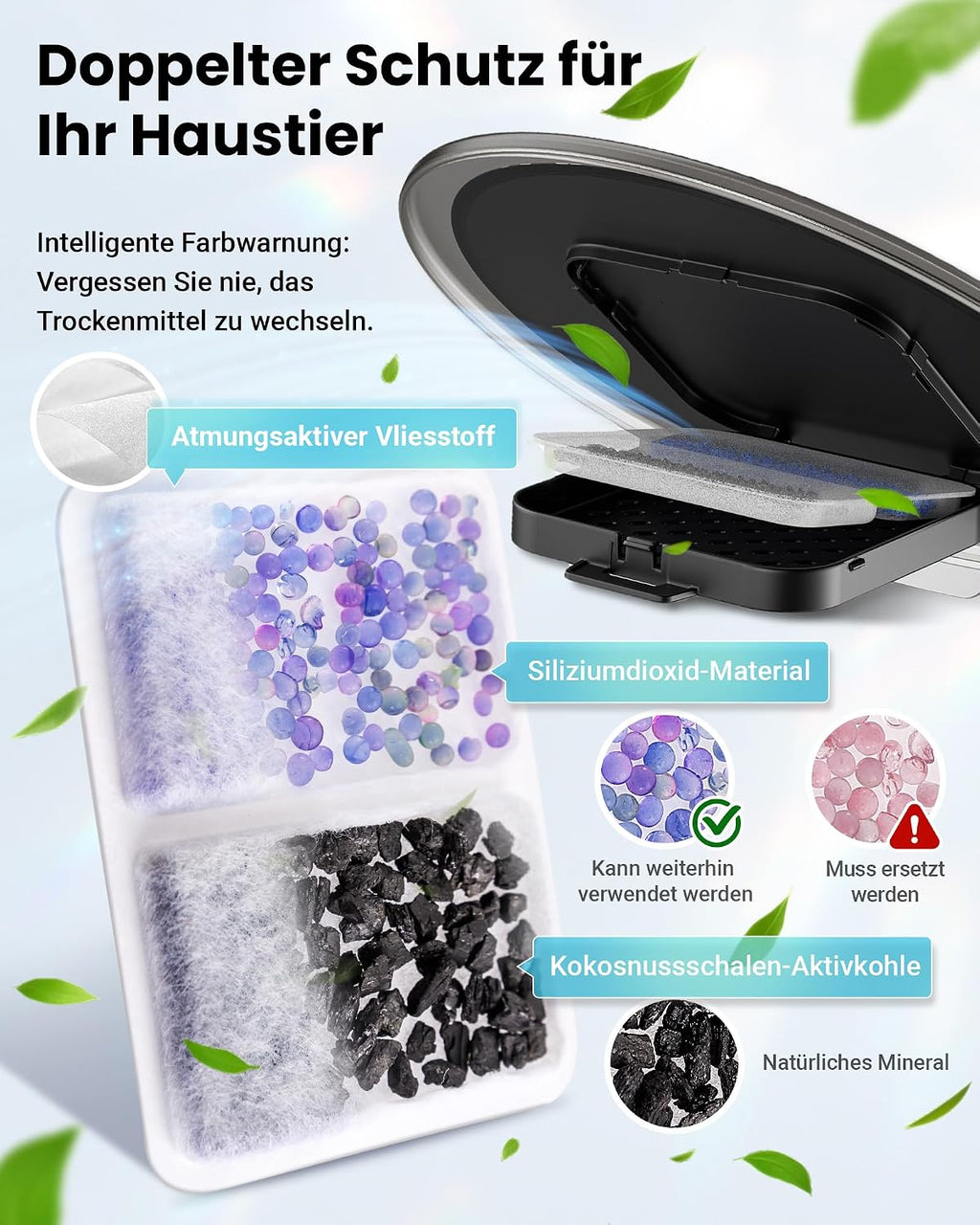 Futterautomat Katze 25 Portionen mit App Timer WiFi Schwarz