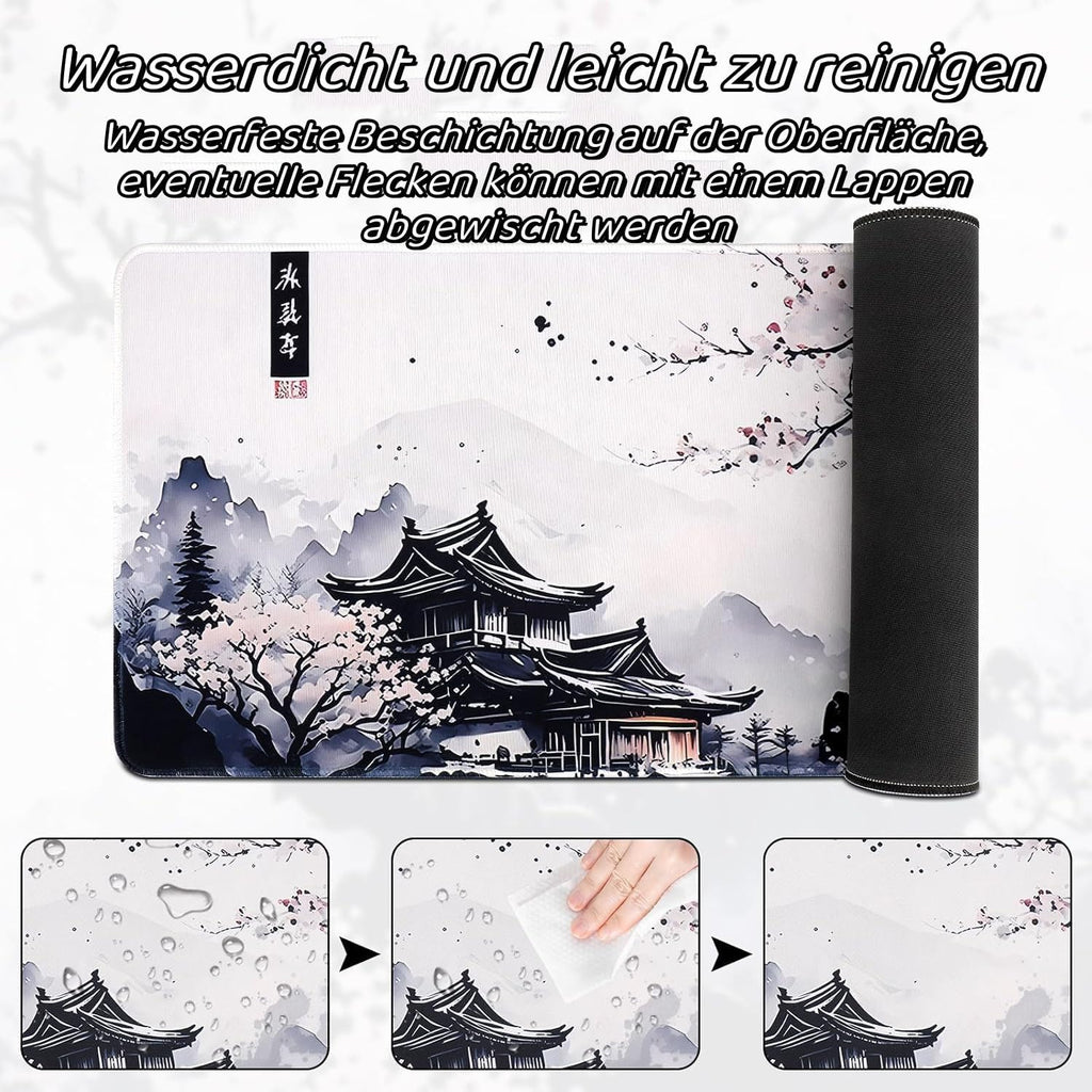 Gaming Mauspad Kirschbluete Weiss gross rutschfest Schreibtisch Matte