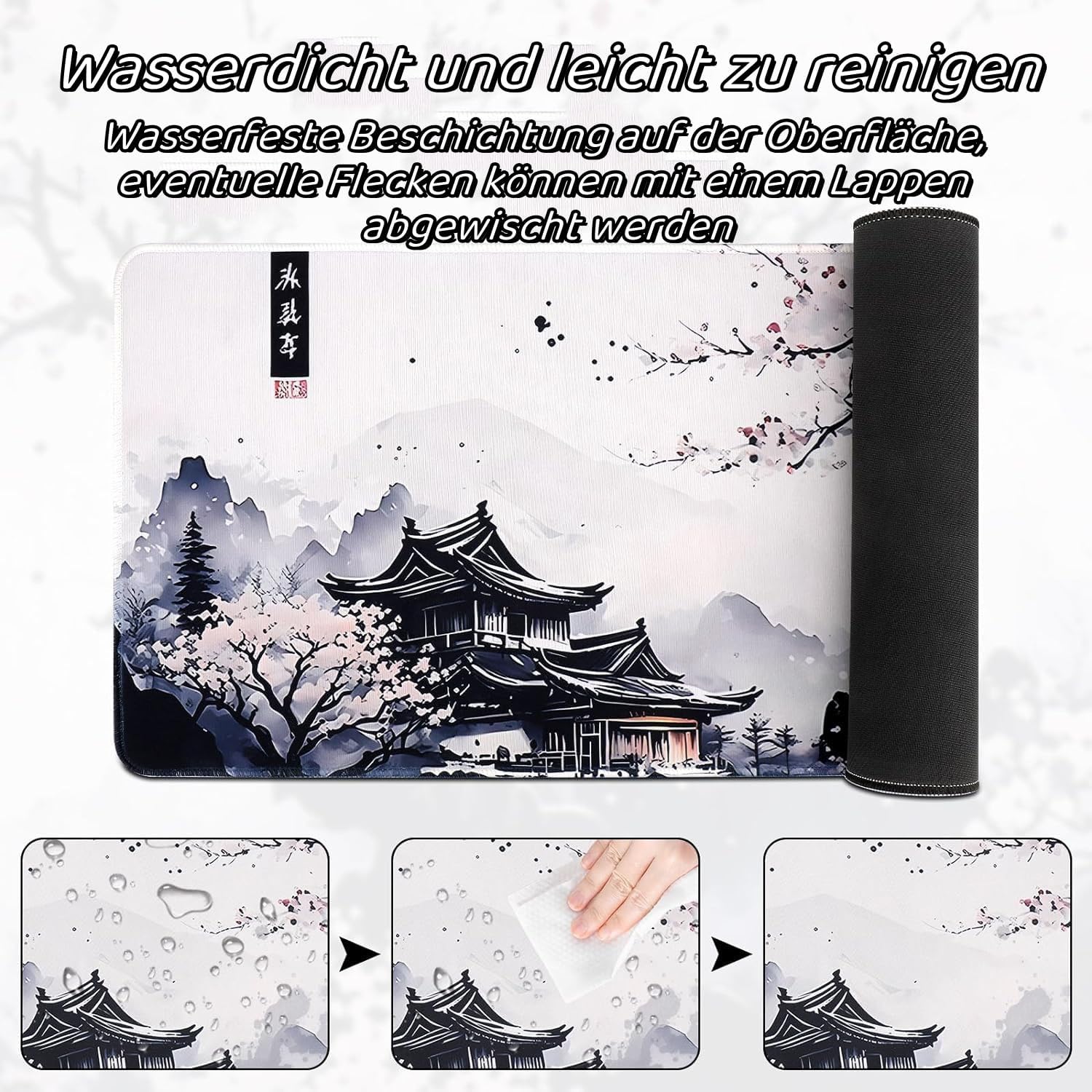 Gaming Mauspad Kirschbluete Weiss gross rutschfest Schreibtisch Matte