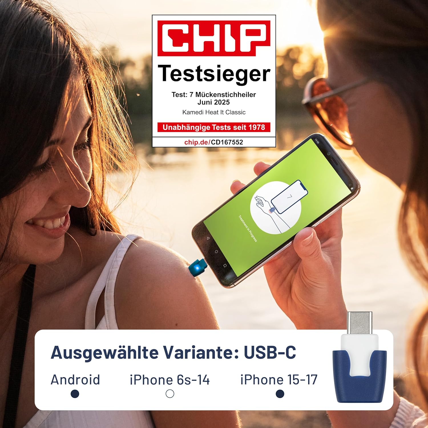 heat it Insektenstichheiler USB-C fuer Smartphone Juckreiz- und Schmerzbehandlung